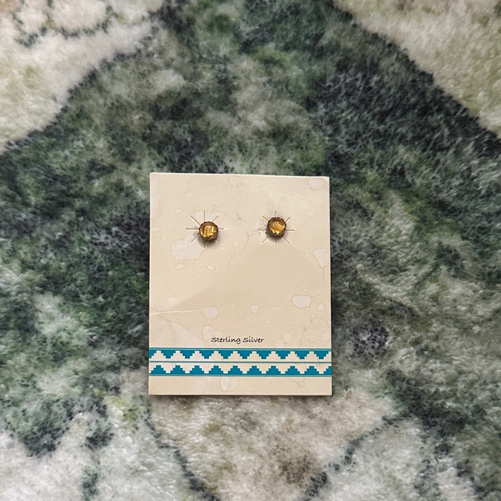 Navajo Topaz-like Sterling Silver Stud Earrings